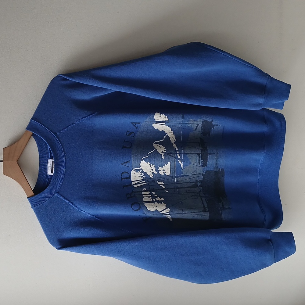 Vintage Blue Florida USA Sailboat Graphic Sweatshirt